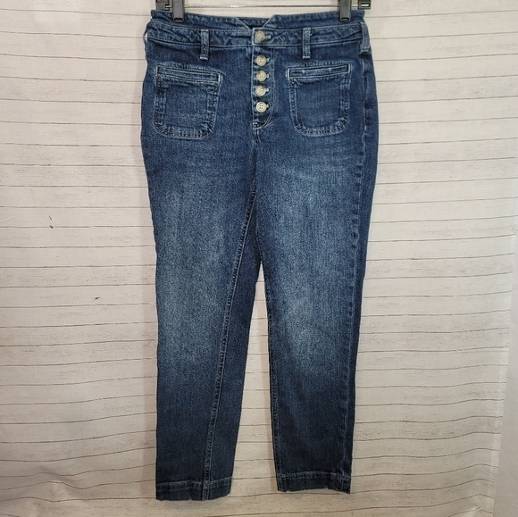 PILCRO HIGH RISE SLIM FRONT POCKETS & FRONT BUTTON JEANS, SZ 26 P - Picture 1 of 13